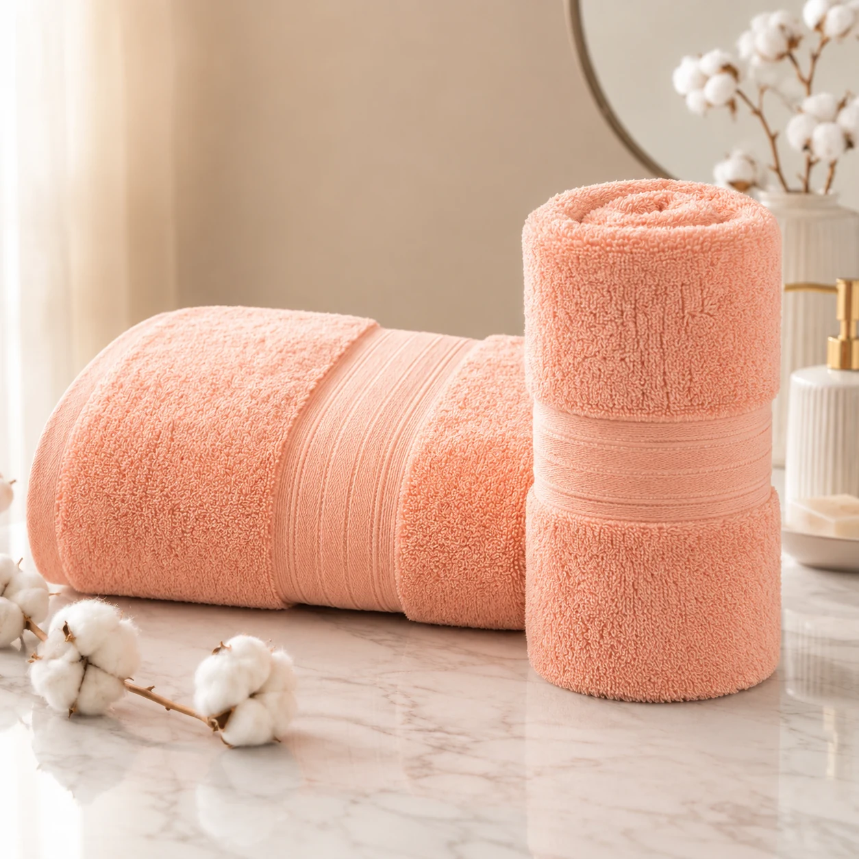 Coral Bloom 600 GSM Cotton Bath Towel
