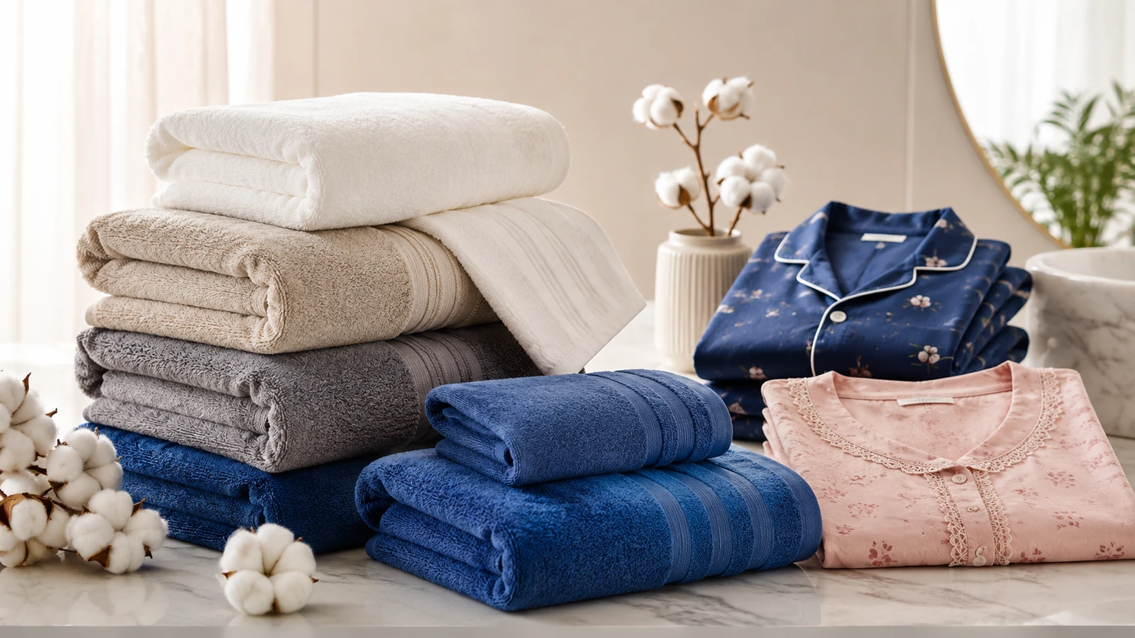 Stack of premium cotton bath towels