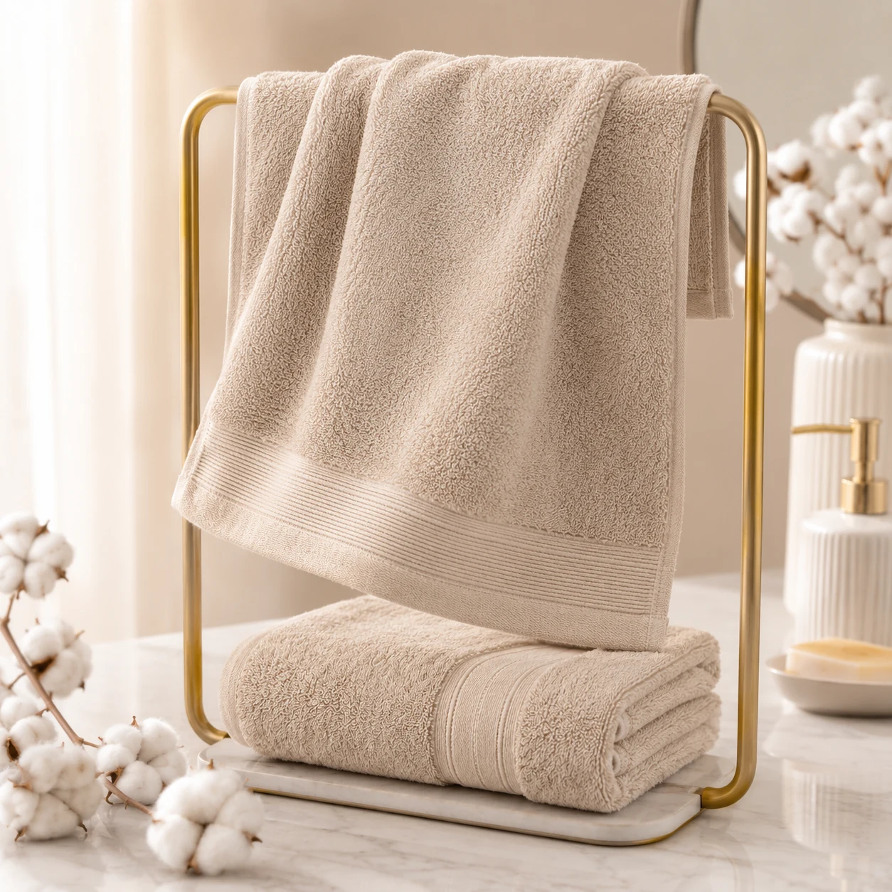 SandSpa Beige 600 GSM Cotton Bath Towel